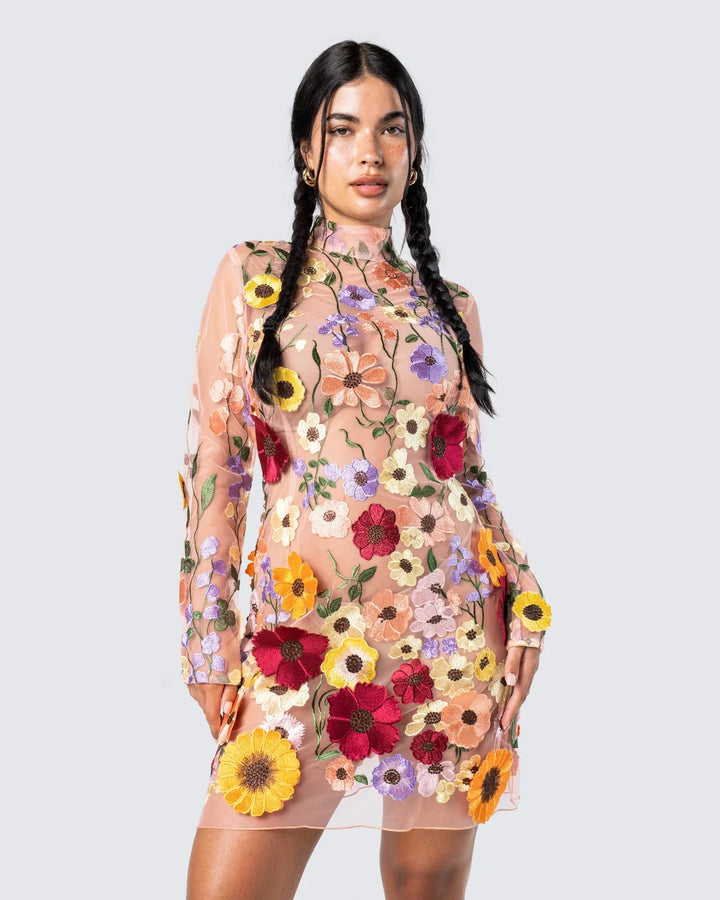 GISELE™ | FLORAL-PATCH DRESS