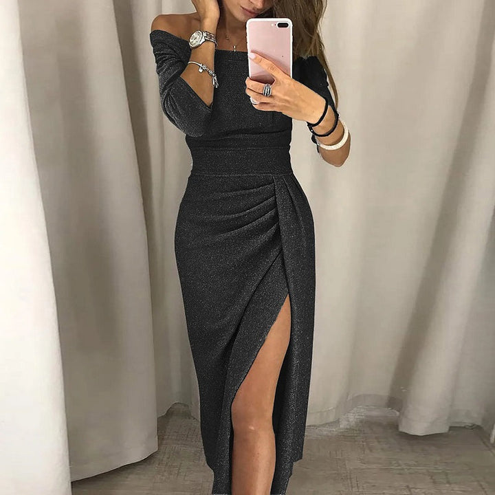 IRIDESCENT HIGH SLIT DRESS