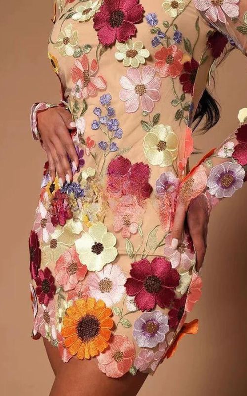 GISELE™ | FLORAL-PATCH DRESS